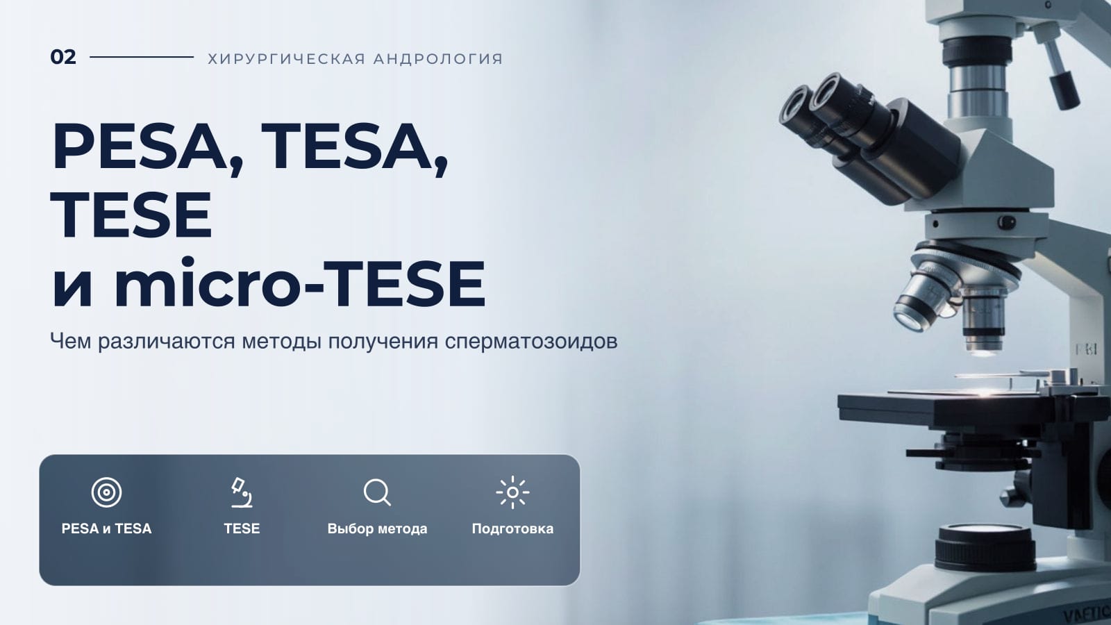 PESA, TESA, TESE и micro-TESE: чем различаются методы получения сперматозоидов